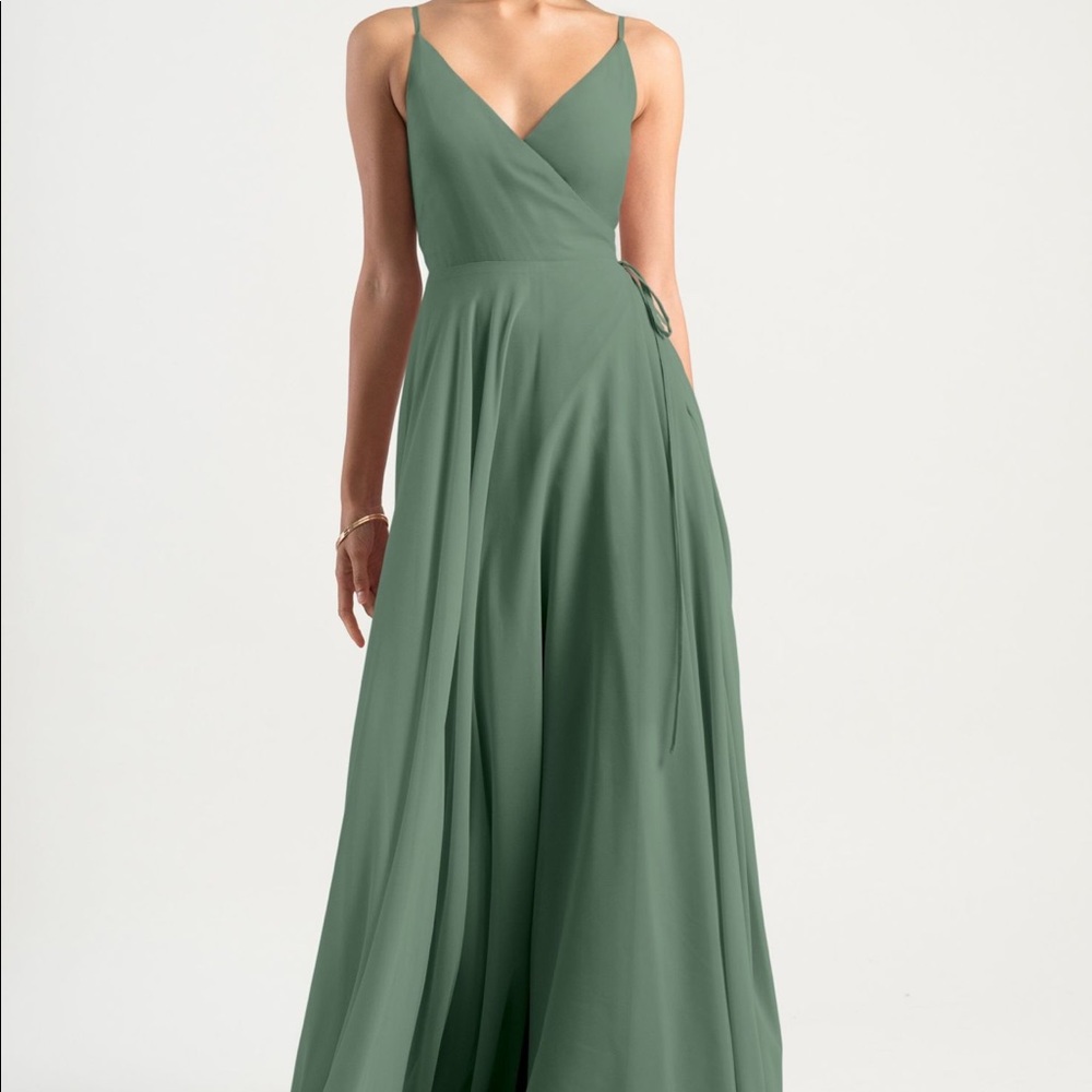 Jenny Yoo James bridesmaid dress in eucalyptus. 6